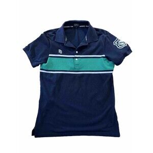 PEARLY GATES Golf Navy Green Mens Japanese Brand Short Sleeve Polo Shirt Sz 5